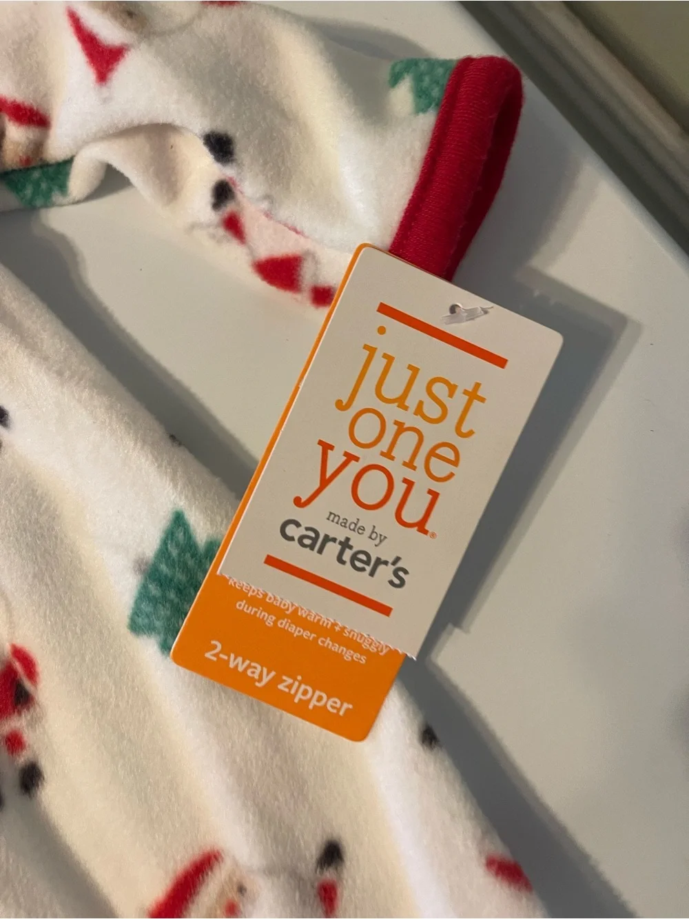 NWT-Carter's White Santa & Christmas Tree Fleece One-Piece